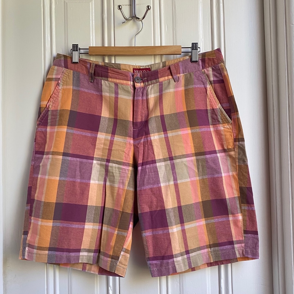 Merona Orange Plum Plaid Bermuda Shorts - Picture 7 of 7